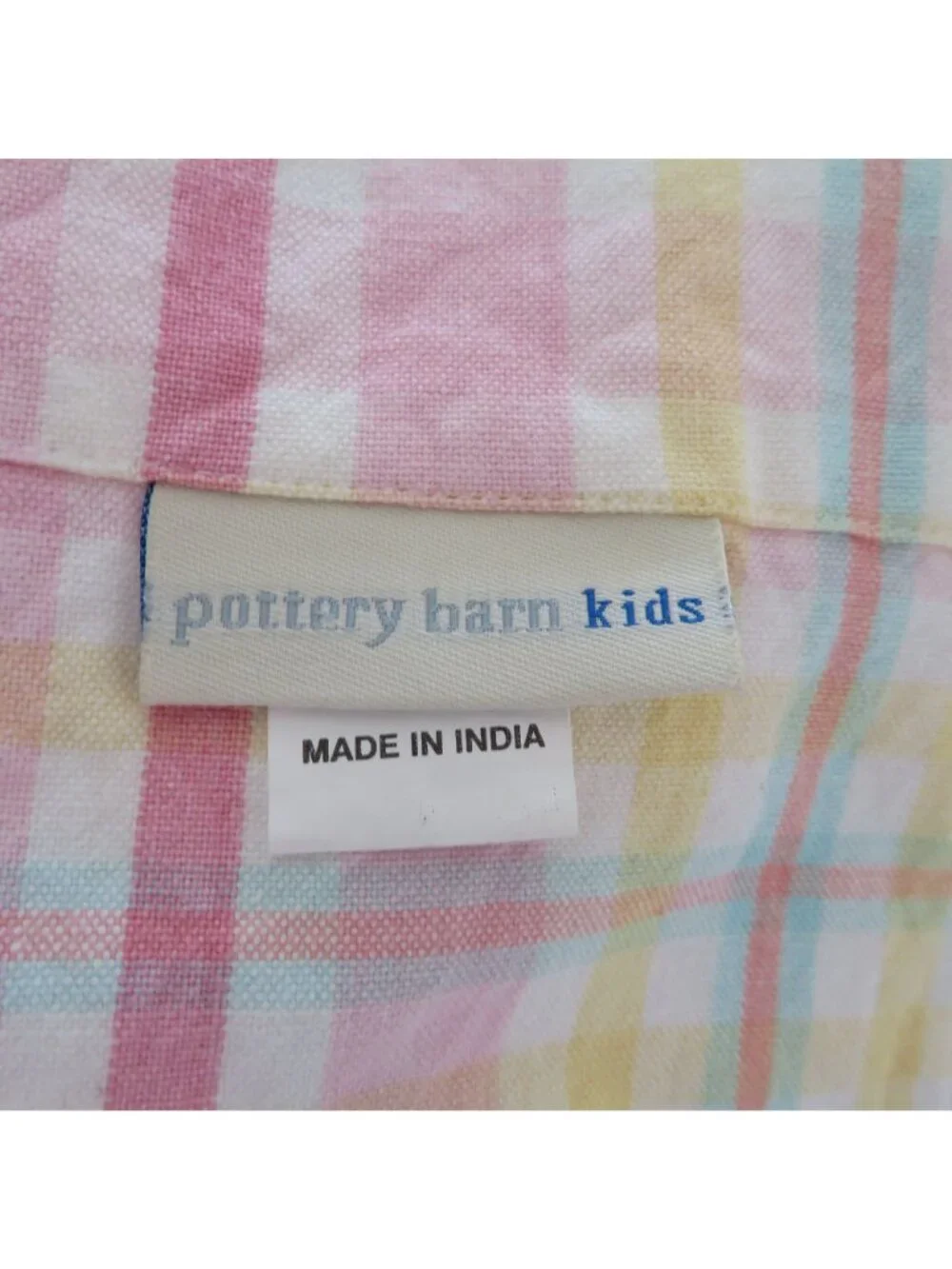 Pottery Barn Kids Pink Tate Plaid Fabric Shower Curtain 70 x 72 Cotton